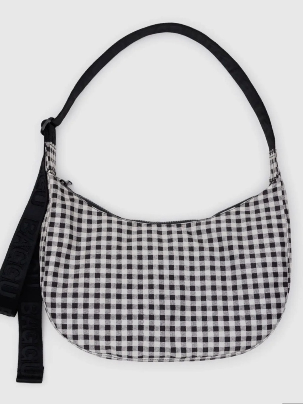 BAGGU Black & White Gingham Medium Crescent bag